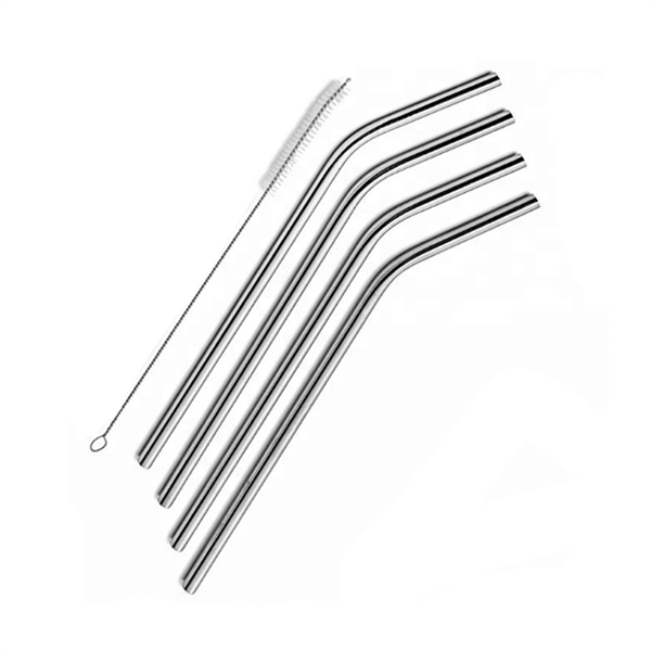 Silver Straight bent Stainless Steel Straw With Brush - Image 2