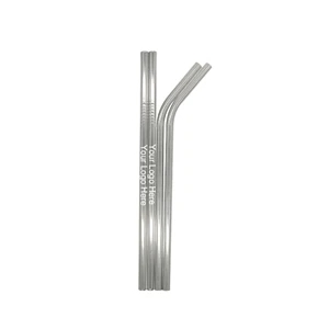 Silver Straight bent Stainless Steel Straw With Brush