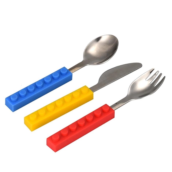 3 Pieces Building Block Lego Design Knife Fork & Spoon - Image 1