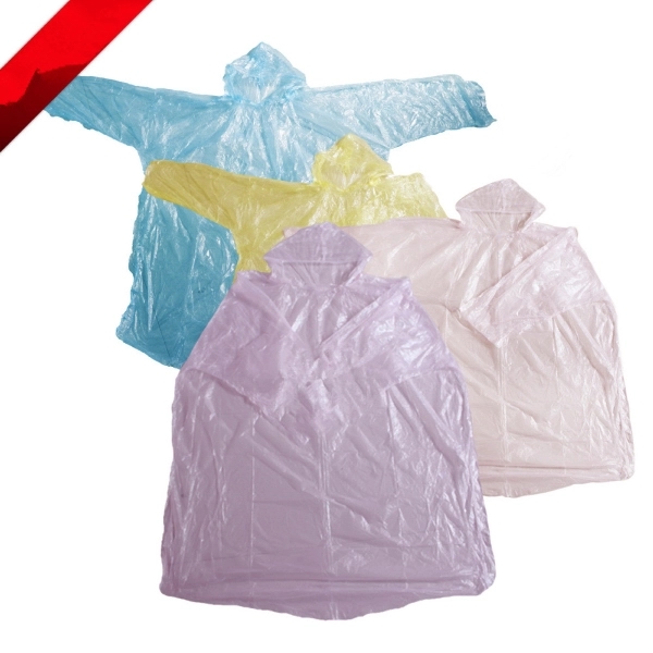 Disposable Plastic Raincoat, Hooded Poncho