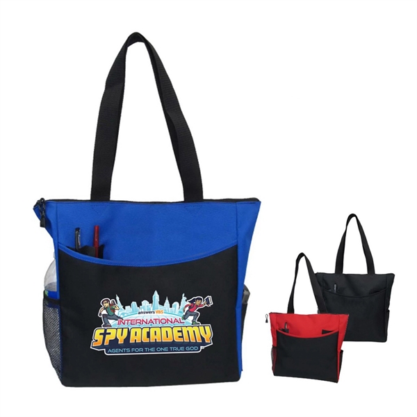 Convention Tote with Side Pockets and Pen Holders - Image 1