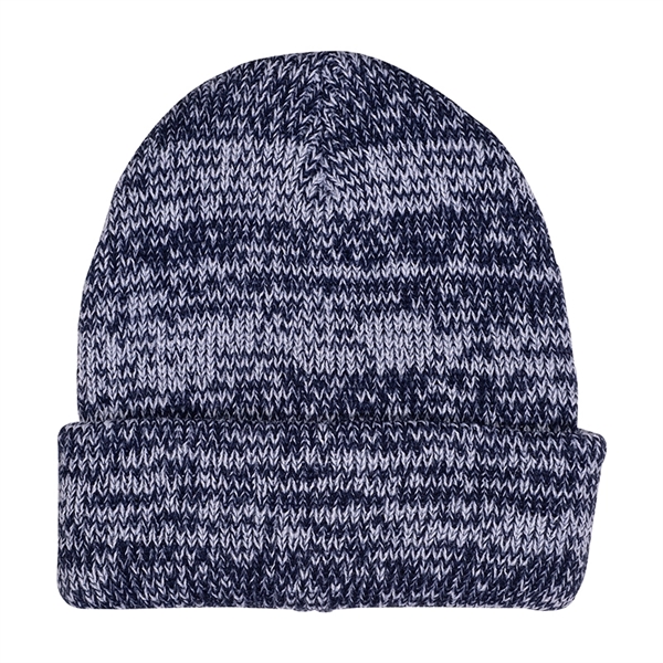 Heathered/Marbled Knit Beanie with Cuff - Image 3