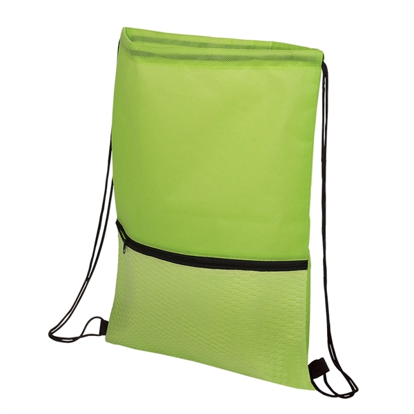 Texture Pocket Non-Woven Drawstring Backpack - Image 2