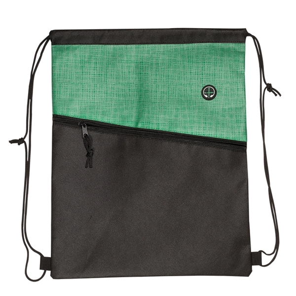 Tonal Heathered Non-Woven Drawstring Backpack - Image 2
