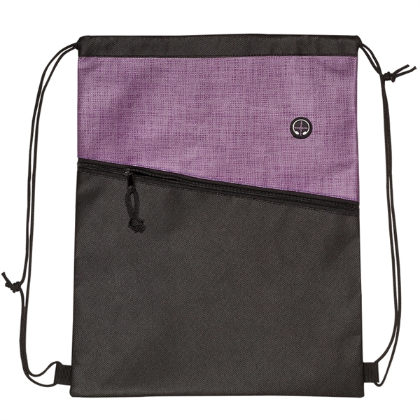 Tonal Heathered Non-Woven Drawstring Backpack - Image 3