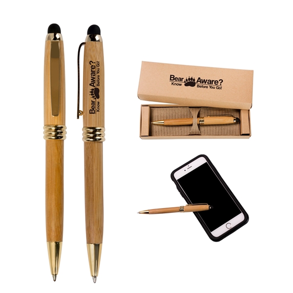 Bamboo Stylus Ballpoint Pen with Deluxe Recyclable Paper Box - Image 1