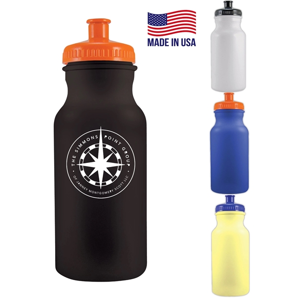 Quick ship Colored 20 oz water Bike Bottle USA made w spout - Image 1