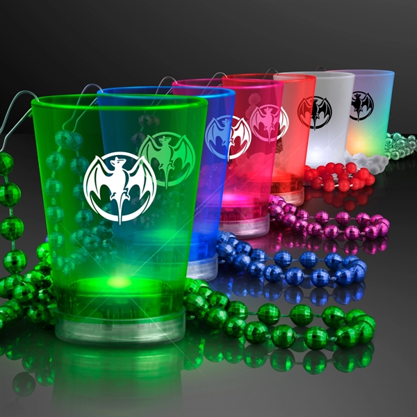 1.5 oz. Light Up Shot Glass on Party Bead Necklaces - Image 1