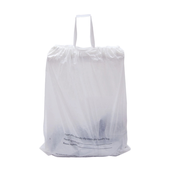 1.25 Mil Plastic Hotel Laundry Bag with Drawstring