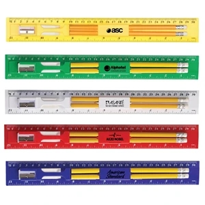 12 Inch Plastic Ruler Stationery Kit with Pencil, Eraser