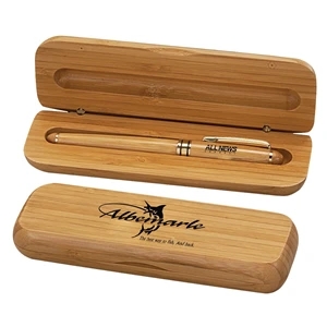 Ballpoint Pen Set, Bamboo Double Well Gift Box