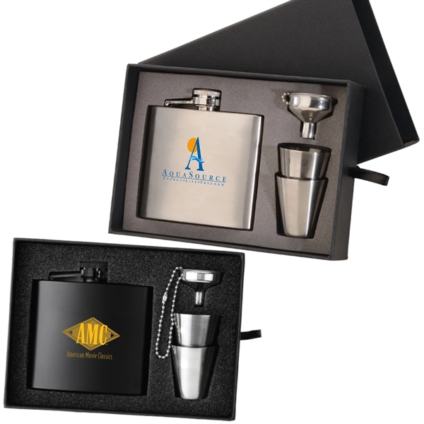 The Kenzie Flask, Shot Glass and Funnel Gift Set - Image 1