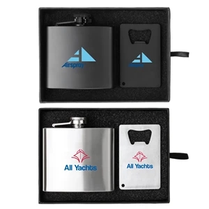 Crafter 5 oz. Flask and Bottle Opener Gift Set