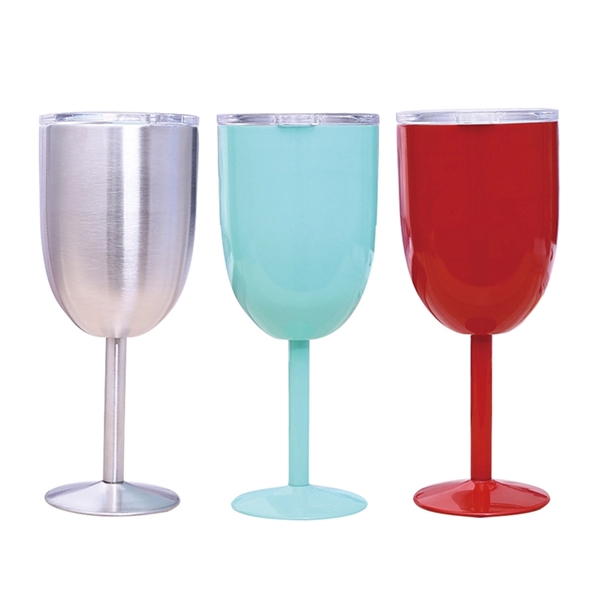 10oz Stainless Steel Double Wall Insulated Goblet with Lip