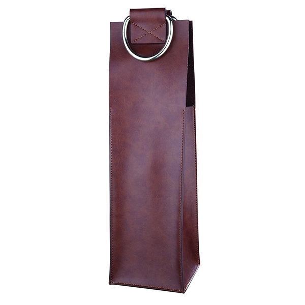 Leather Wine Tote Bag - Image 2