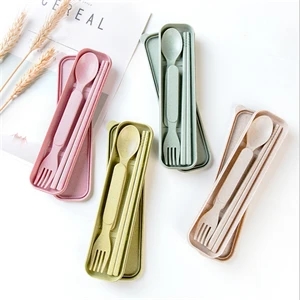 Wheat Straw Spoon Chopstick Fork Tableware set for Travel