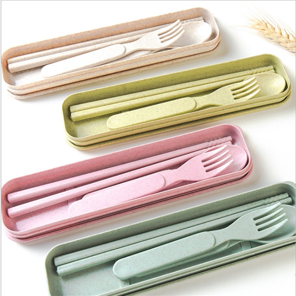 Wheat Straw Spoon Chopstick Fork Tableware set for Travel - Image 2