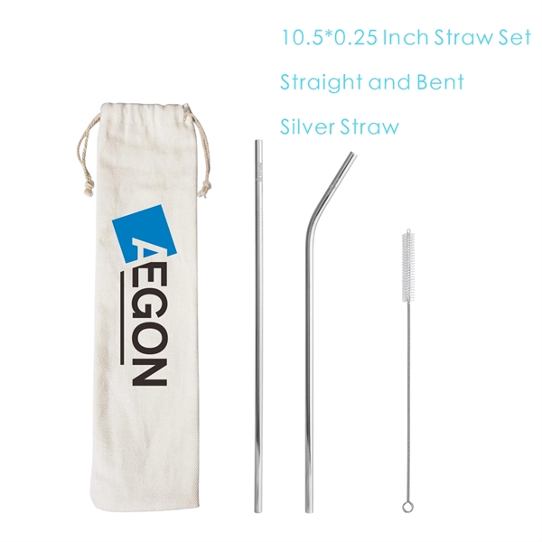 3 Pack Stainless Steel Straw Set with Pouch Brush - Image 7