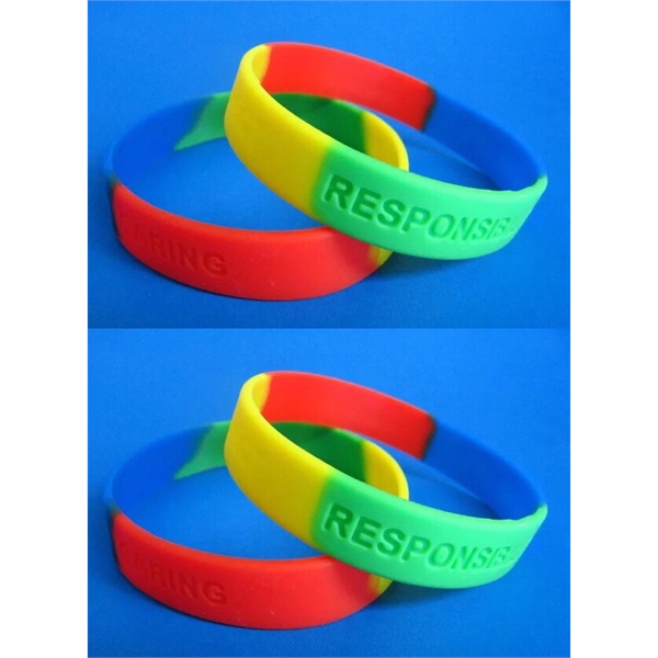 Multi-Color Debossed Silicone Bracelet - Image 3