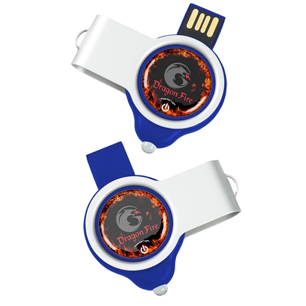 Swivel USB Drive with LED Light and Full Color Printing - Image 1