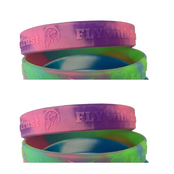 Two-Color Swirl Embossed Silicone Bracelet - Image 2