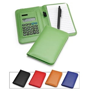 Leatherette calculator notepad