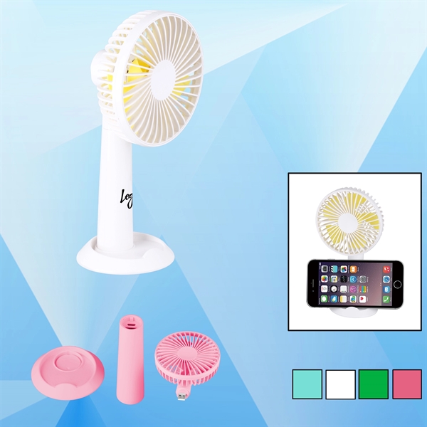 4 1/4" Rechargeable Handheld Fan With Power Bank - Image 1