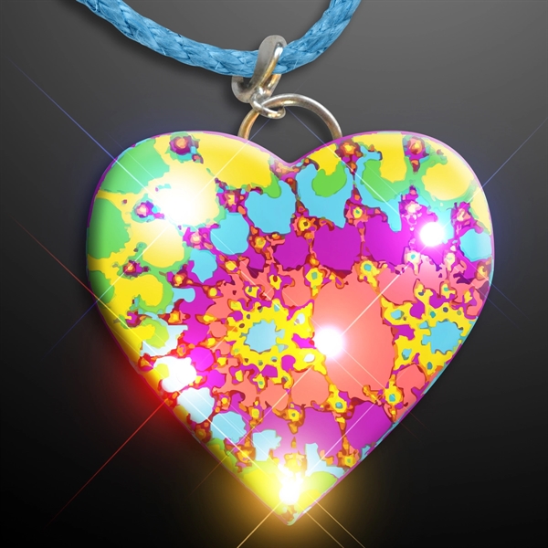 Flashing Tie Dye Heart Necklace - Image 2