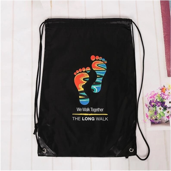 Heat Transfer printed Drawstring backpack with reinforced co - Image 1