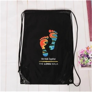 Heat Transfer printed Drawstring backpack with reinforced co