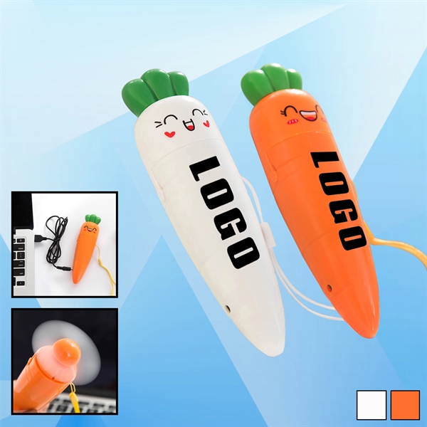 USB Carrot Shaped Fan with Lanyard - Image 1