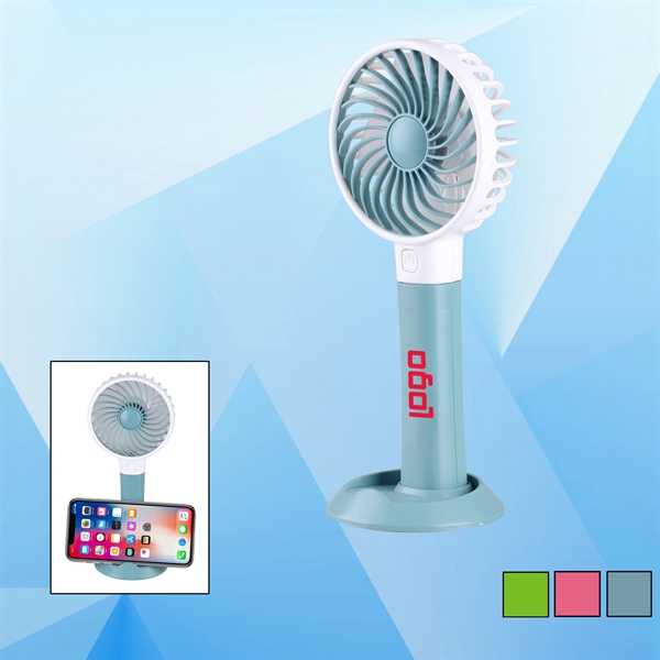 USB and Rechargeable Electric Fan with Phone Holder - Image 1
