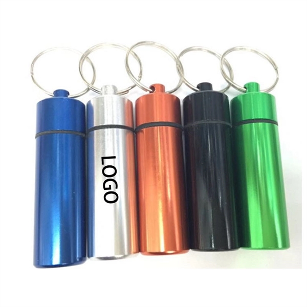 Waterproof Air-tight Aluminum Ring Chain Metal Pill Case - Image 1