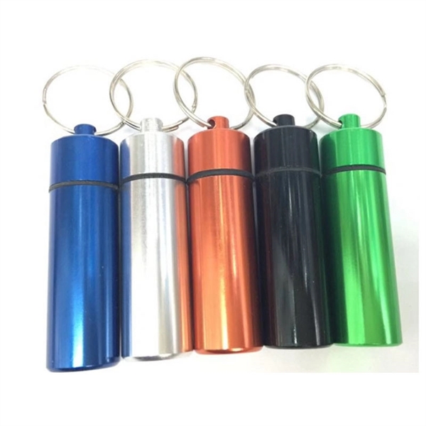 Waterproof Air-tight Aluminum Ring Chain Metal Pill Case - Image 2