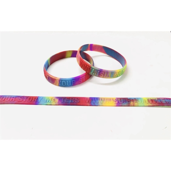 Multi-Color Swirl Embossed Silicone Bracelet - Image 1