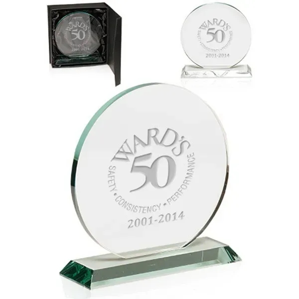 Round Glass Awards with Stand - Image 1