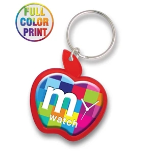 Apple Shaped Plastic Keychain - Full Color Dome Print!