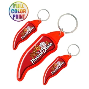 Pepper Shaped Plastic Keychain - Full Color Dome Print!