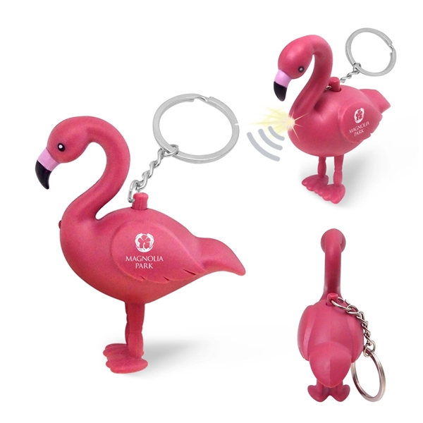 Pink Flamingo LED Keychain - Image 1