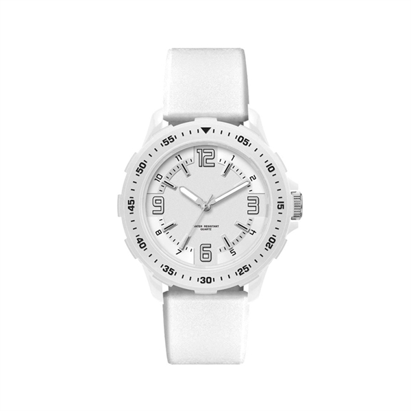 Unisex Sport Watch Colored Bezel with White Silicone Strap - Image 8