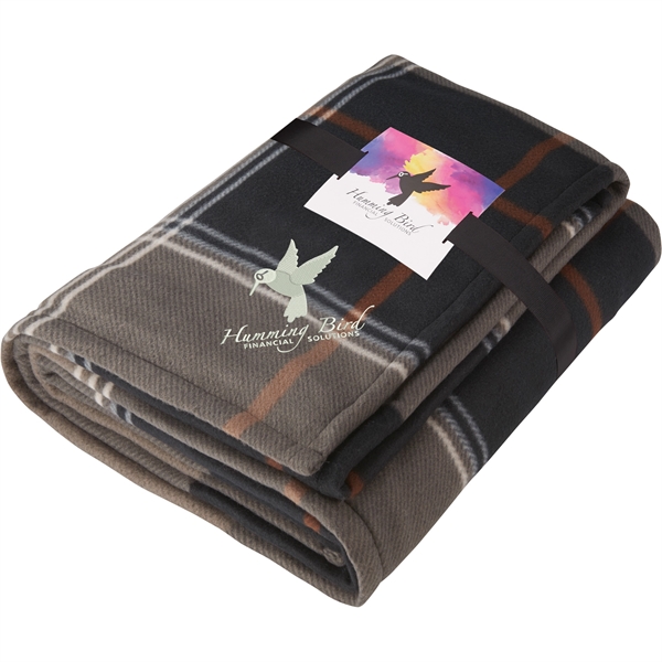 Plaid Fleece Sherpa Blanket with Full Color Card - Image 1