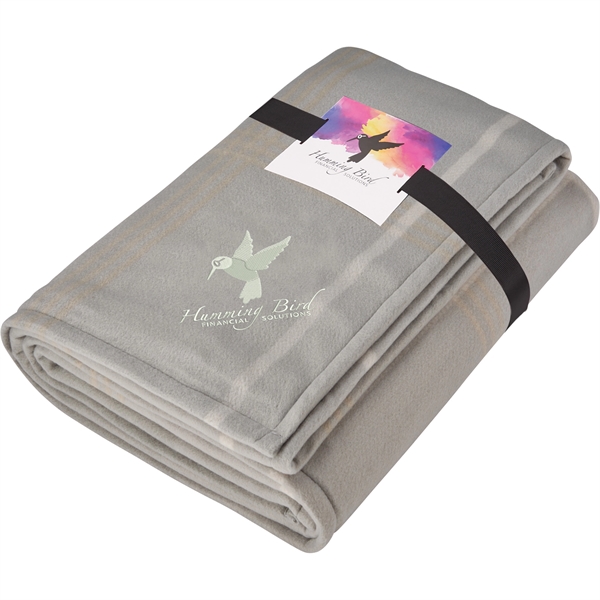 Plaid Fleece Sherpa Blanket with Full Color Card - Image 2