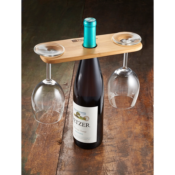 Bamboo Wine Bottle and Glasses Valet - Image 4
