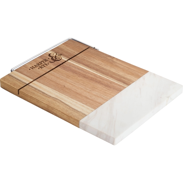 Marble and Acacia Wood Cheese Cutting Board - Image 4