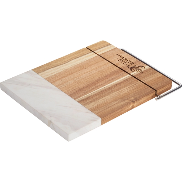 Marble and Acacia Wood Cheese Cutting Board - Image 5