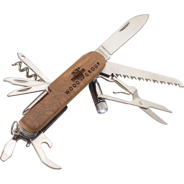 Wooden 13-Function Pocket Knife - Image 1