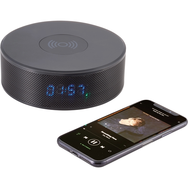 Bluetooth Speaker Clock w/Wireless Charging - Image 3