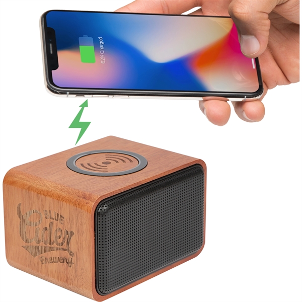 Wood Bluetooth Speaker with Wireless Charging Pad - Image 1