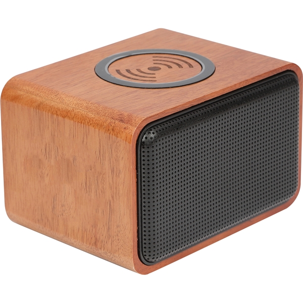 Wood Bluetooth Speaker with Wireless Charging Pad - Image 3