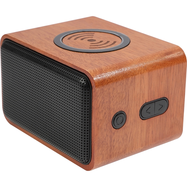 Wood Bluetooth Speaker with Wireless Charging Pad - Image 4